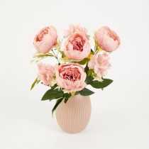   Luxus bazsarózsa művirág csokor (7 db) dús, élethű virág dekoráció, 43cm