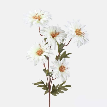 Prémium megjelenésű Dália művirág szál, látványos volumen, 75cm, fehér színű