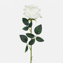   Rózsa dekorációs, bársony hatású művirág szál 62cm, krém színű