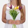 Tulipán dekorációs művirág szál 50cm, lila színű
