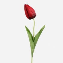 Tulipán dekorációs művirág szál 50cm, piros színű